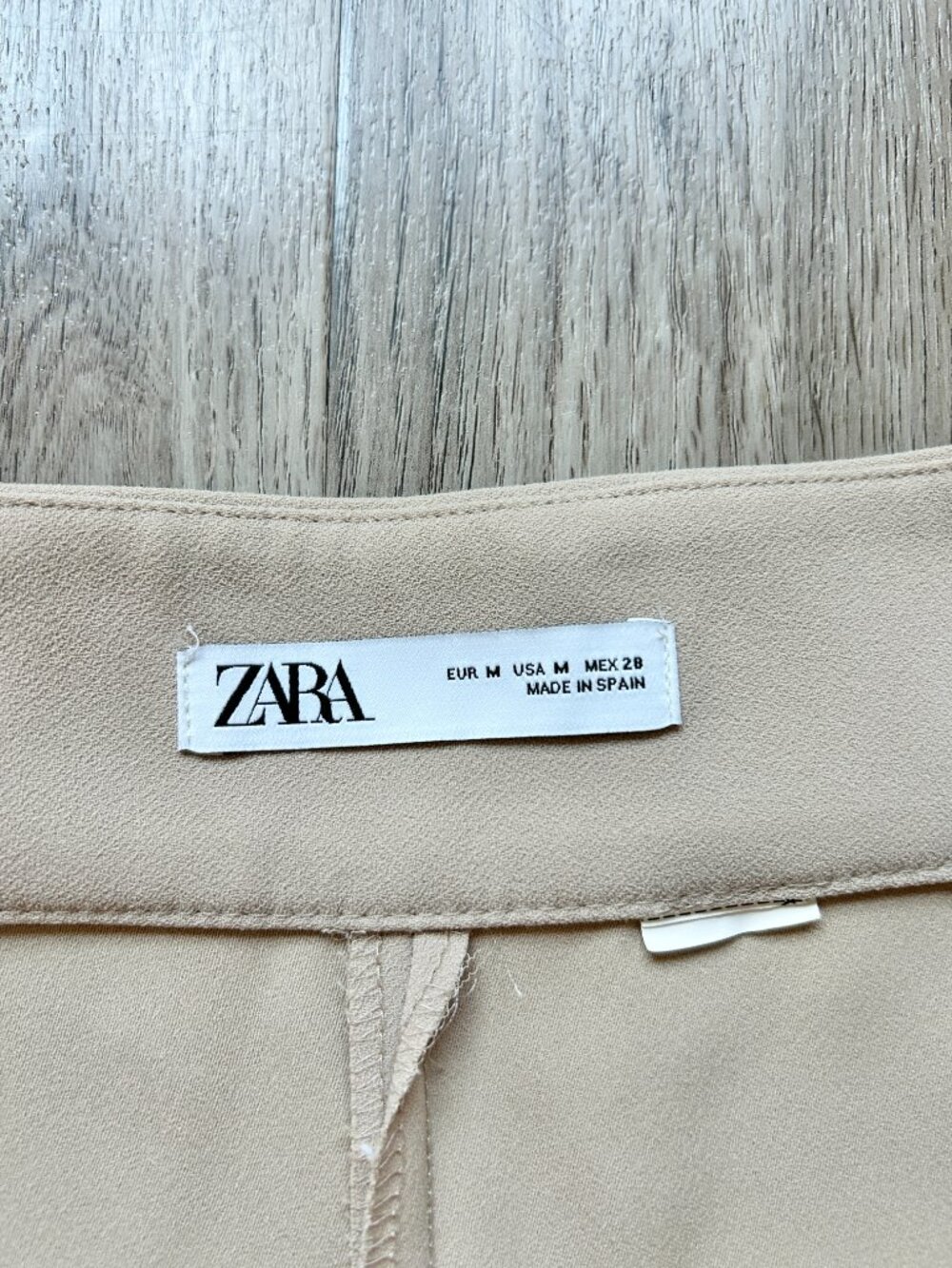 Zara Pleated Pull On Wide Leg Cropped Culottes Pants in Khaki Tan Size M - Picture 4 of 7
